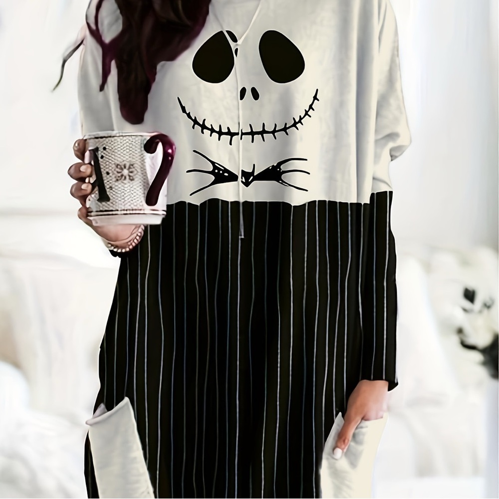 CafePress Black and White Jack Skellington Dress/Shirt Size XL